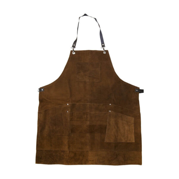 Kenchi Blade handmade fine lightweight rustic cotton apron finished with genuine hide leather straps and premium metal buckles
